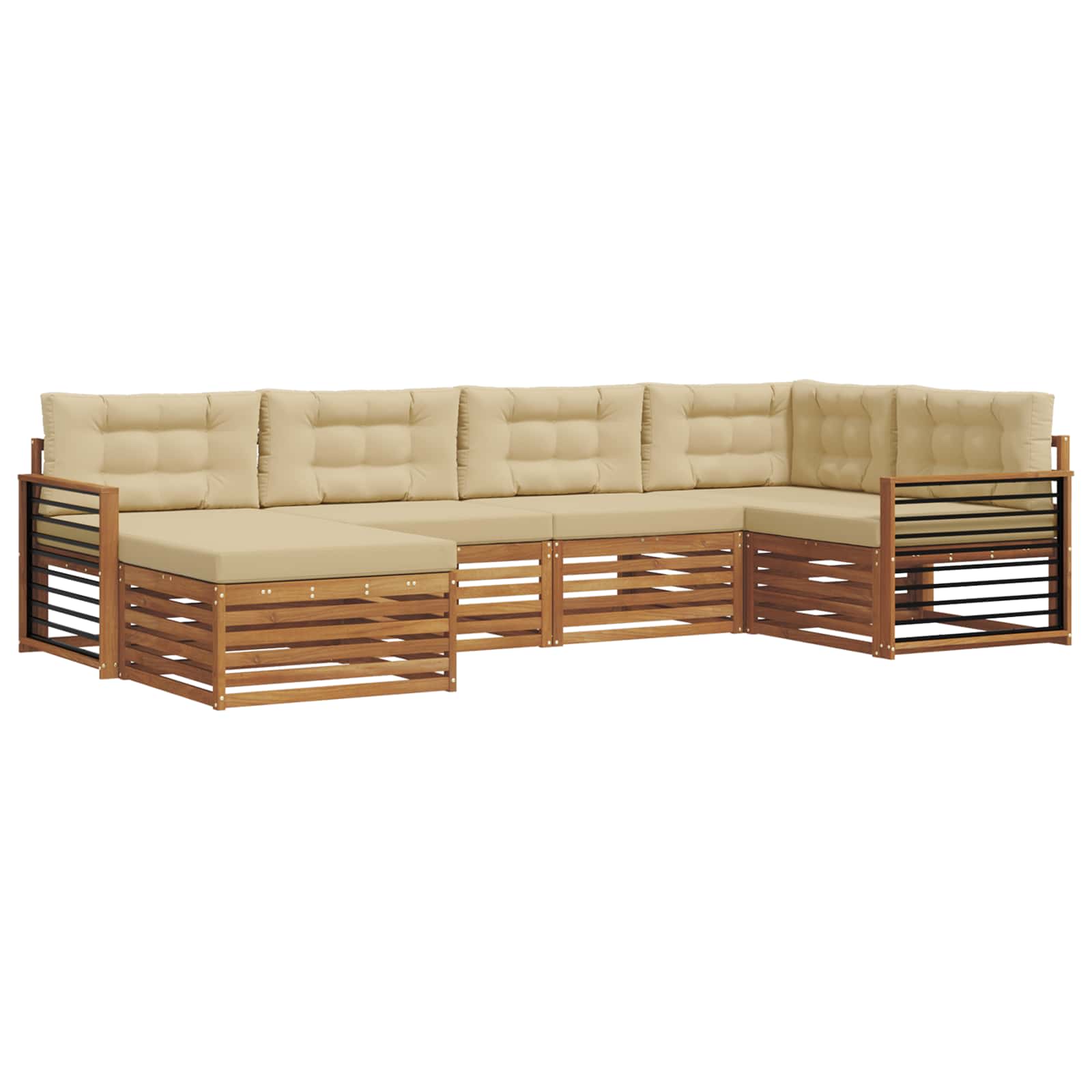 Outdoor-Sofagarnitur mit Kissen 6 pcs Natur und Beige