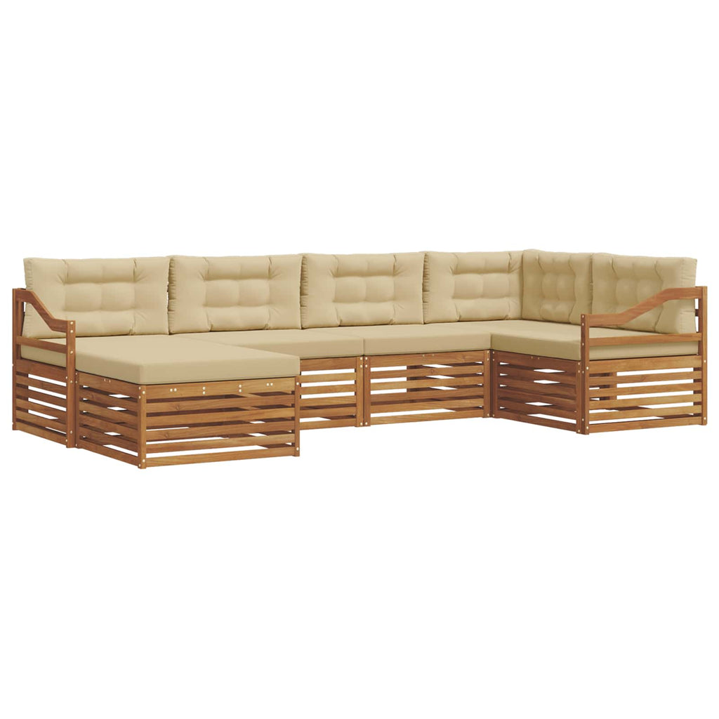 Outdoor-Sofagarnitur mit Kissen 6 pcs Natur und Beige