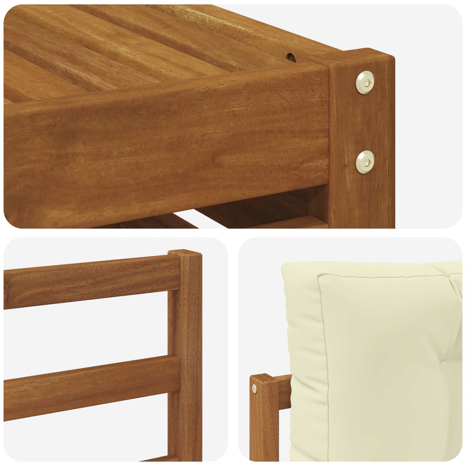 Outdoor-Sofagarnitur mit Kissen 7 pcs Natur und Creme