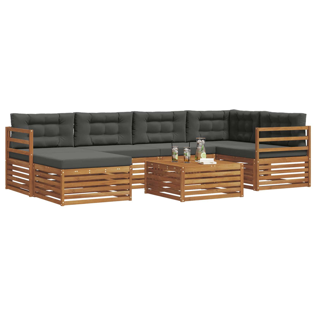 Outdoor-Sofagarnitur mit Kissen 7 pcs Natur und Anthrazit