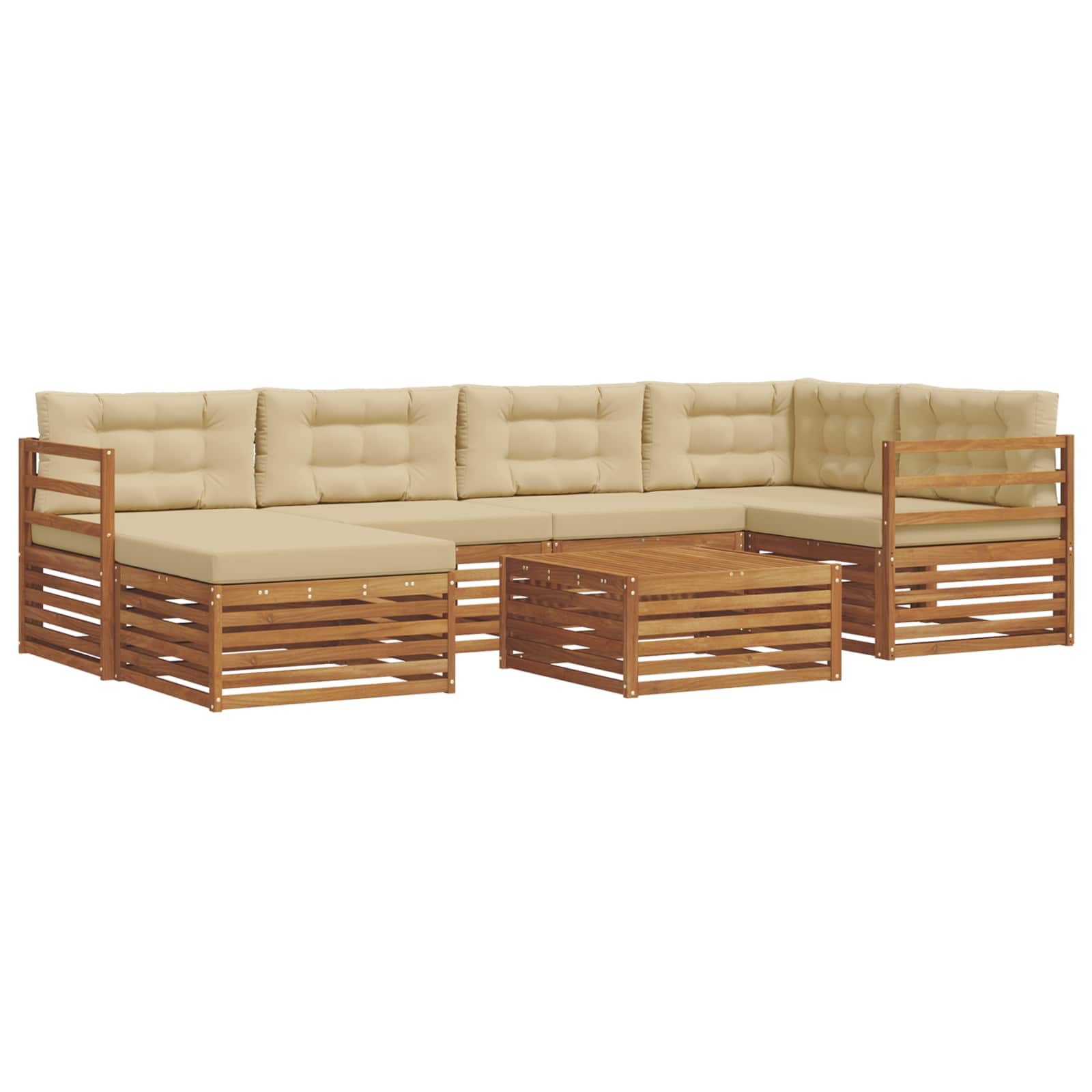 Outdoor-Sofagarnitur mit Kissen 7 pcs Natur und Beige