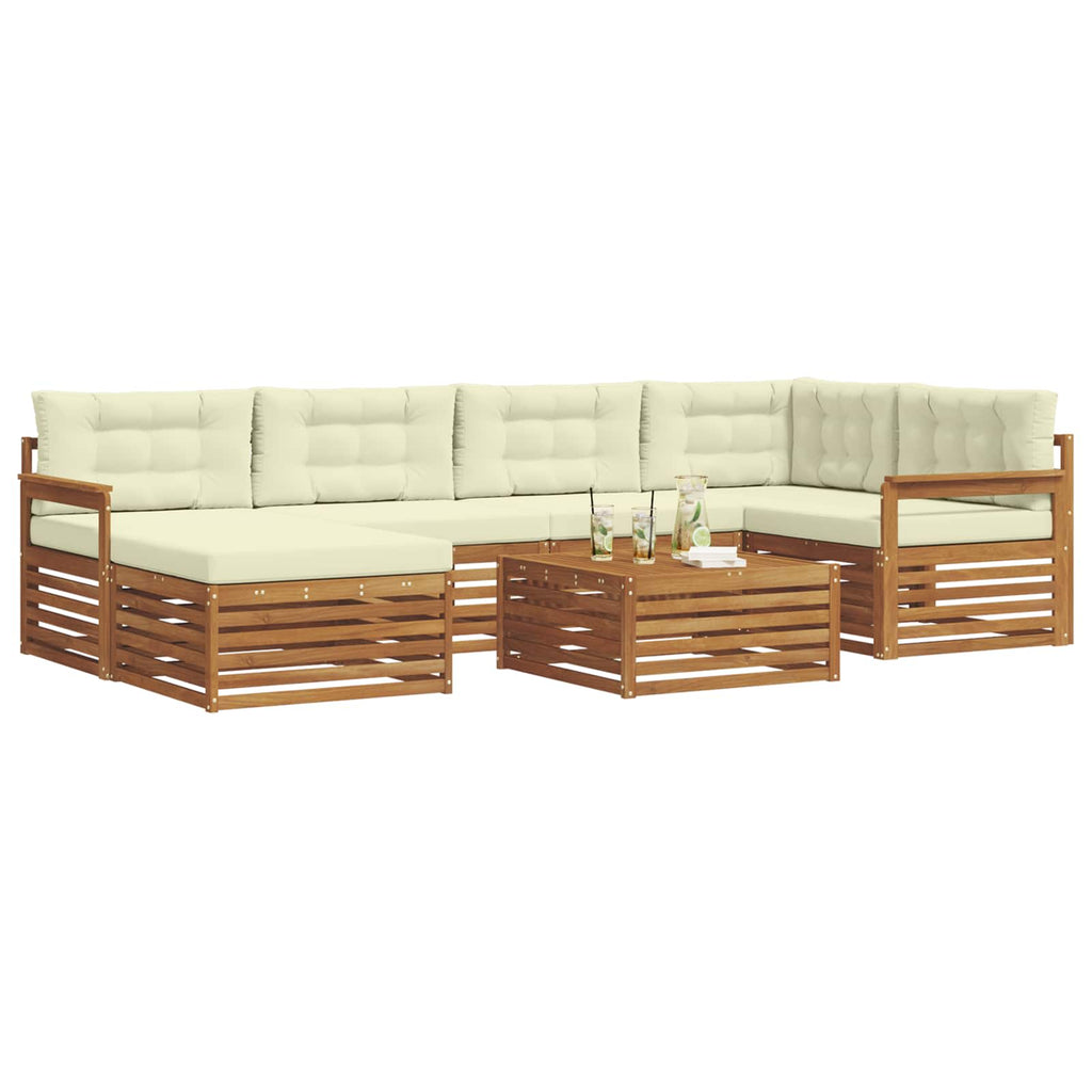 Outdoor-Sofagarnitur mit Kissen 7 pcs Natur und Creme