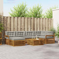 Outdoor-Sofagarnitur mit Kissen 7 pcs Natürlich und Hellgrau