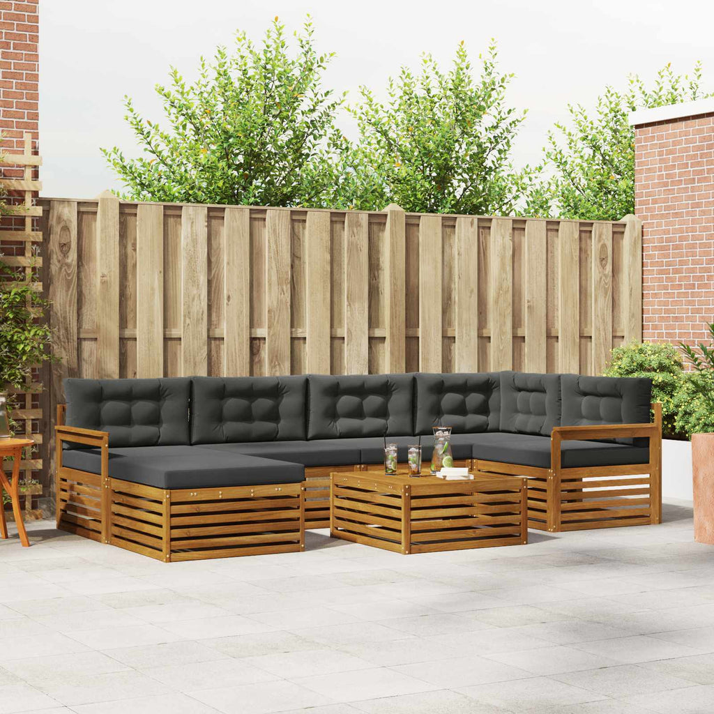 Outdoor-Sofagarnitur mit Kissen 7 pcs Natur und Anthrazit