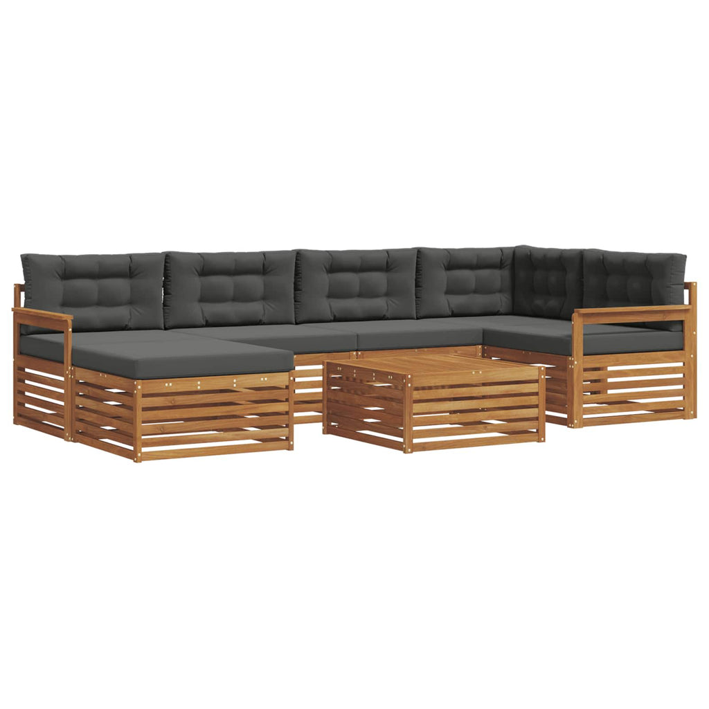 Outdoor-Sofagarnitur mit Kissen 7 pcs Natur und Anthrazit