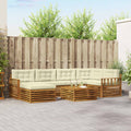 Outdoor-Sofagarnitur mit Kissen 7 pcs Natur und Creme