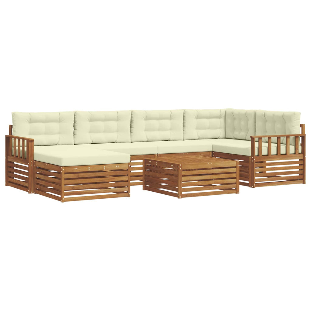Outdoor-Sofagarnitur mit Kissen 7 pcs Natur und Creme