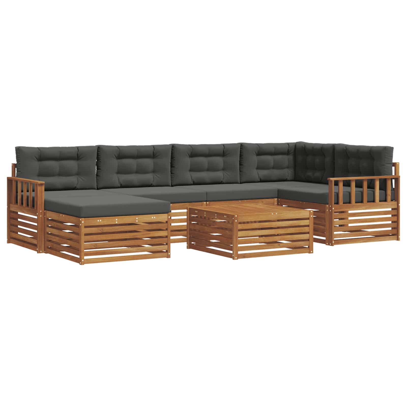 Outdoor-Sofagarnitur mit Kissen 7 pcs Natur und Anthrazit