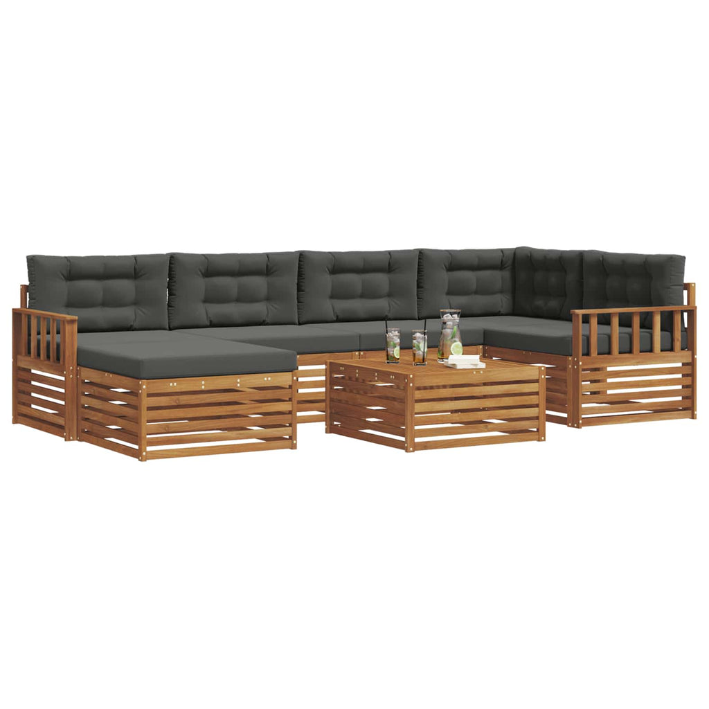Outdoor-Sofagarnitur mit Kissen 7 pcs Natur und Anthrazit