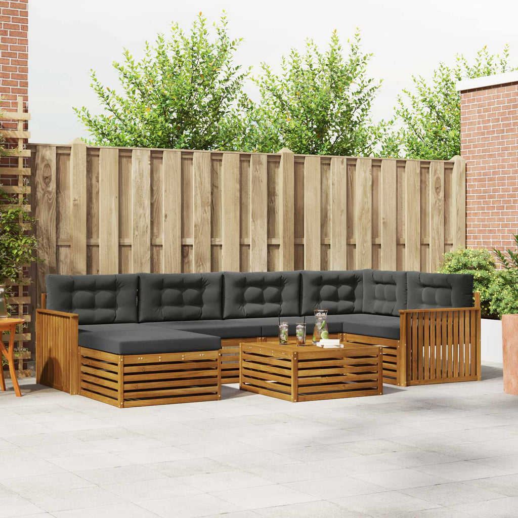 Outdoor-Sofagarnitur mit Kissen 7 pcs Natur und Anthrazit