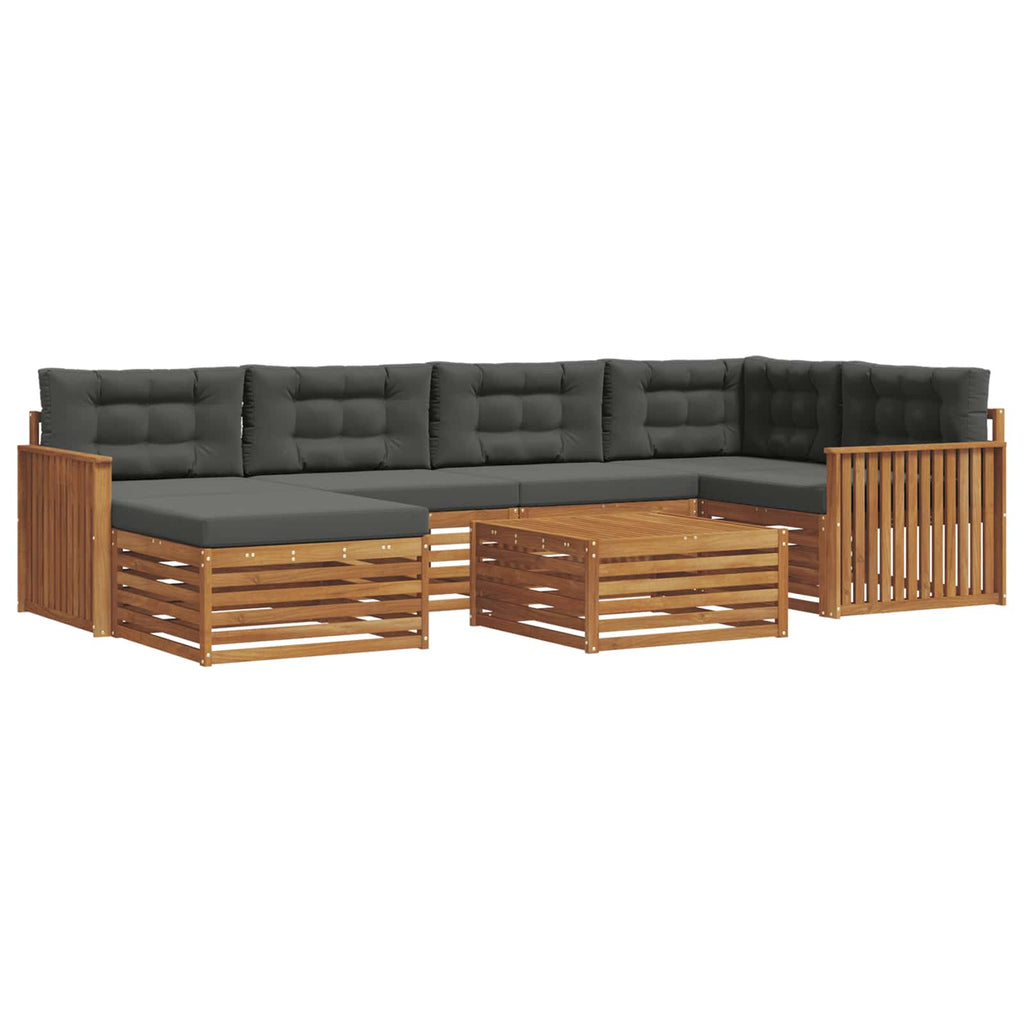 Outdoor-Sofagarnitur mit Kissen 7 pcs Natur und Anthrazit