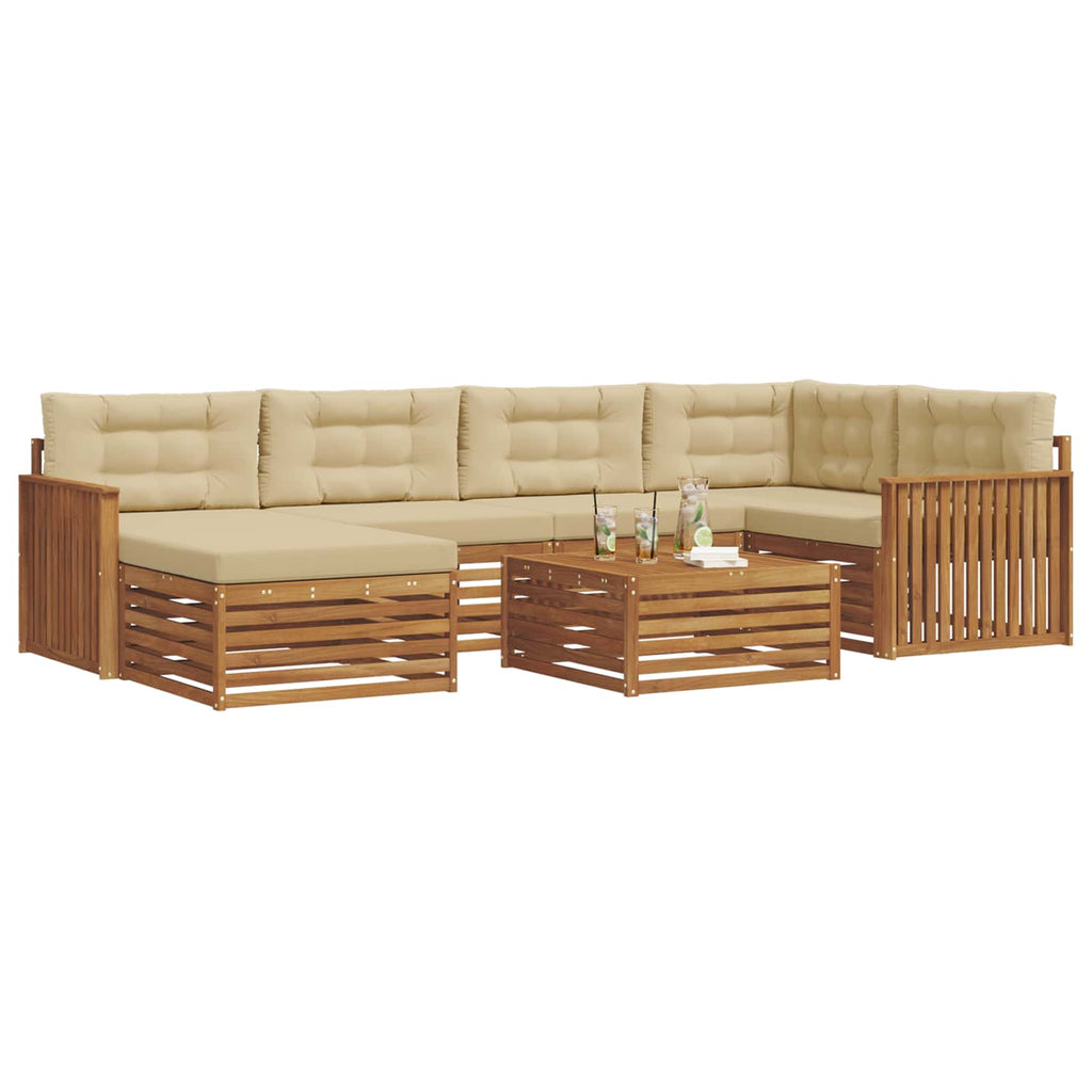Outdoor-Sofagarnitur mit Kissen 7 pcs Natur und Beige