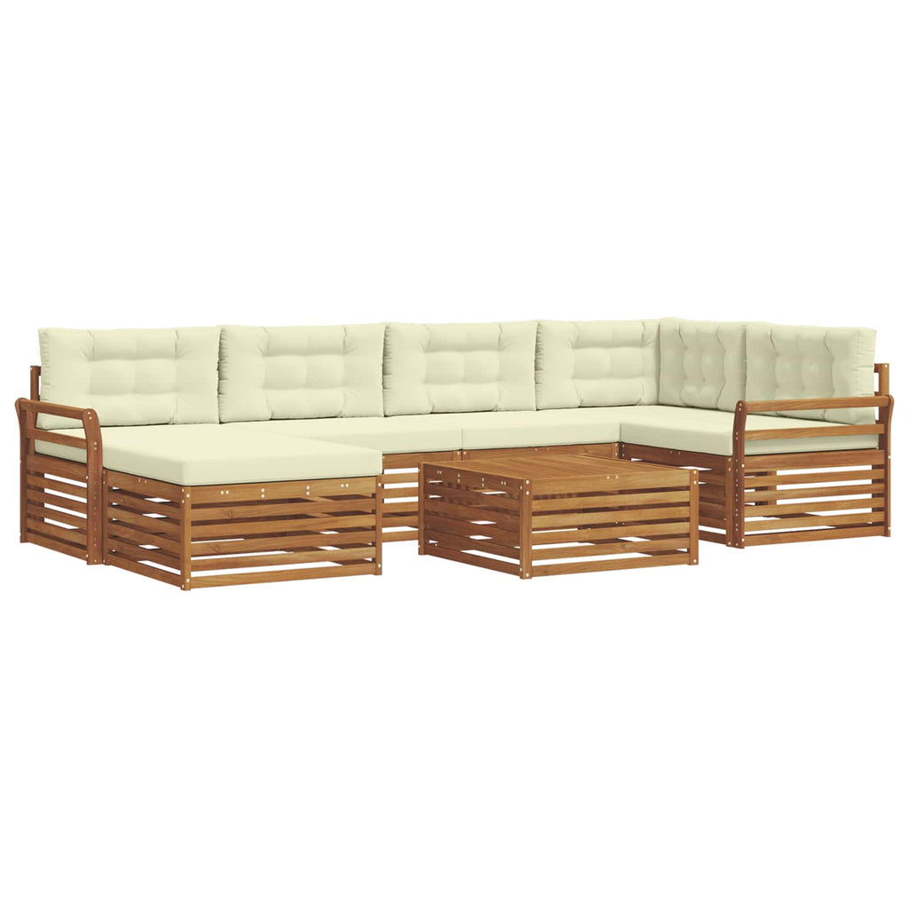 Outdoor-Sofagarnitur mit Kissen 7 pcs Natur und Creme