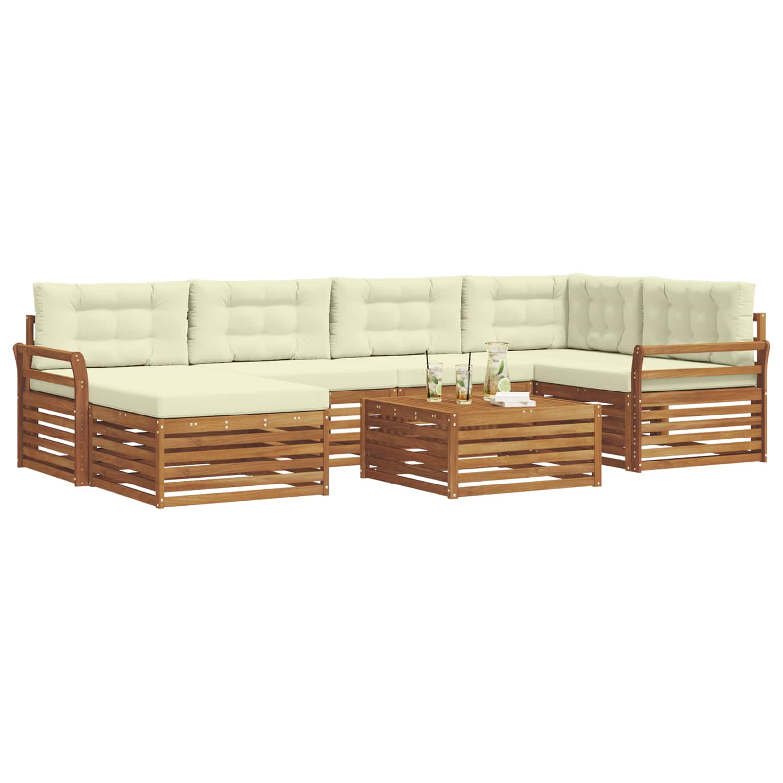 Outdoor-Sofagarnitur mit Kissen 7 pcs Natur und Creme