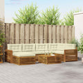 Outdoor-Sofagarnitur mit Kissen 7 pcs Natur und Creme