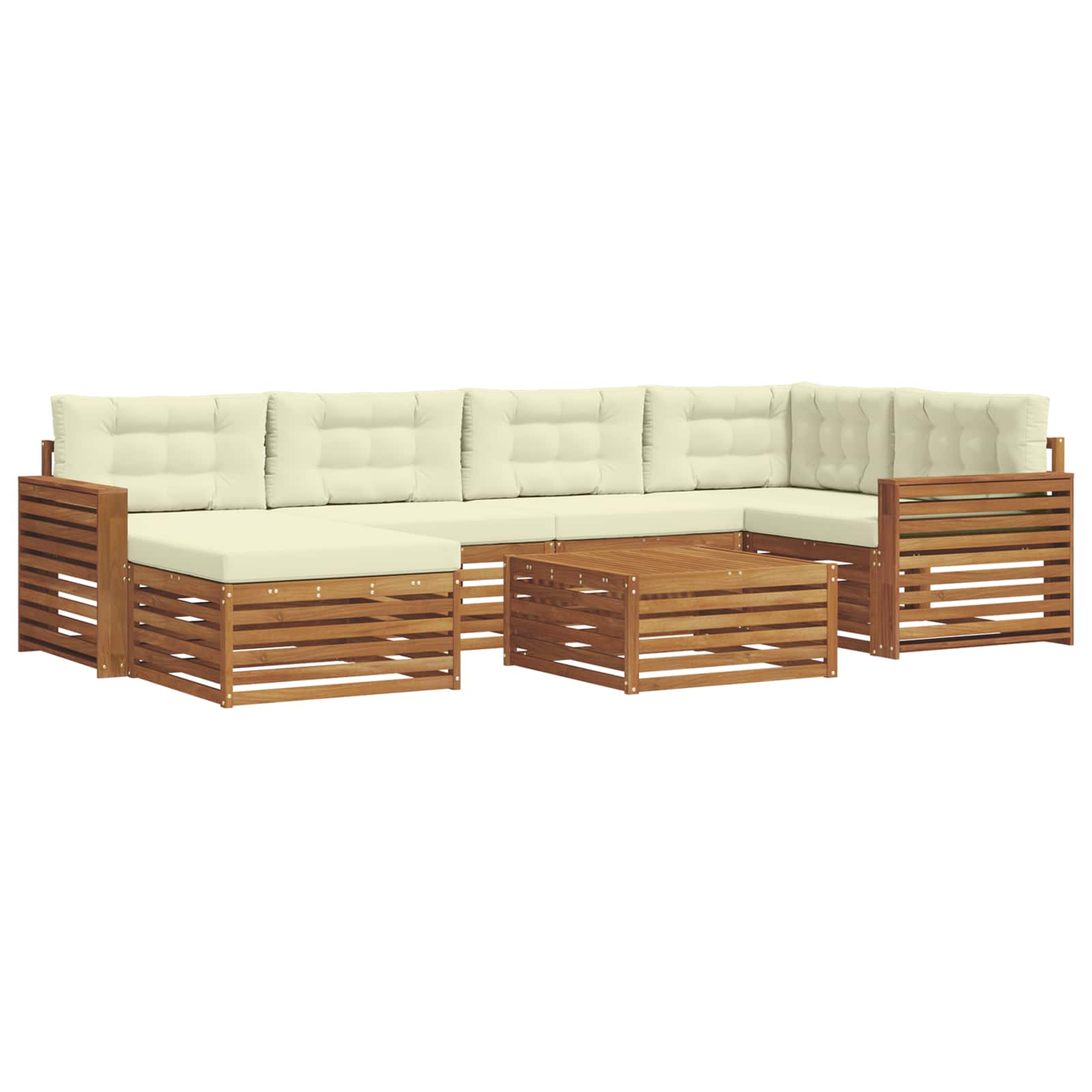Outdoor-Sofagarnitur mit Kissen 7 pcs Natur und Creme
