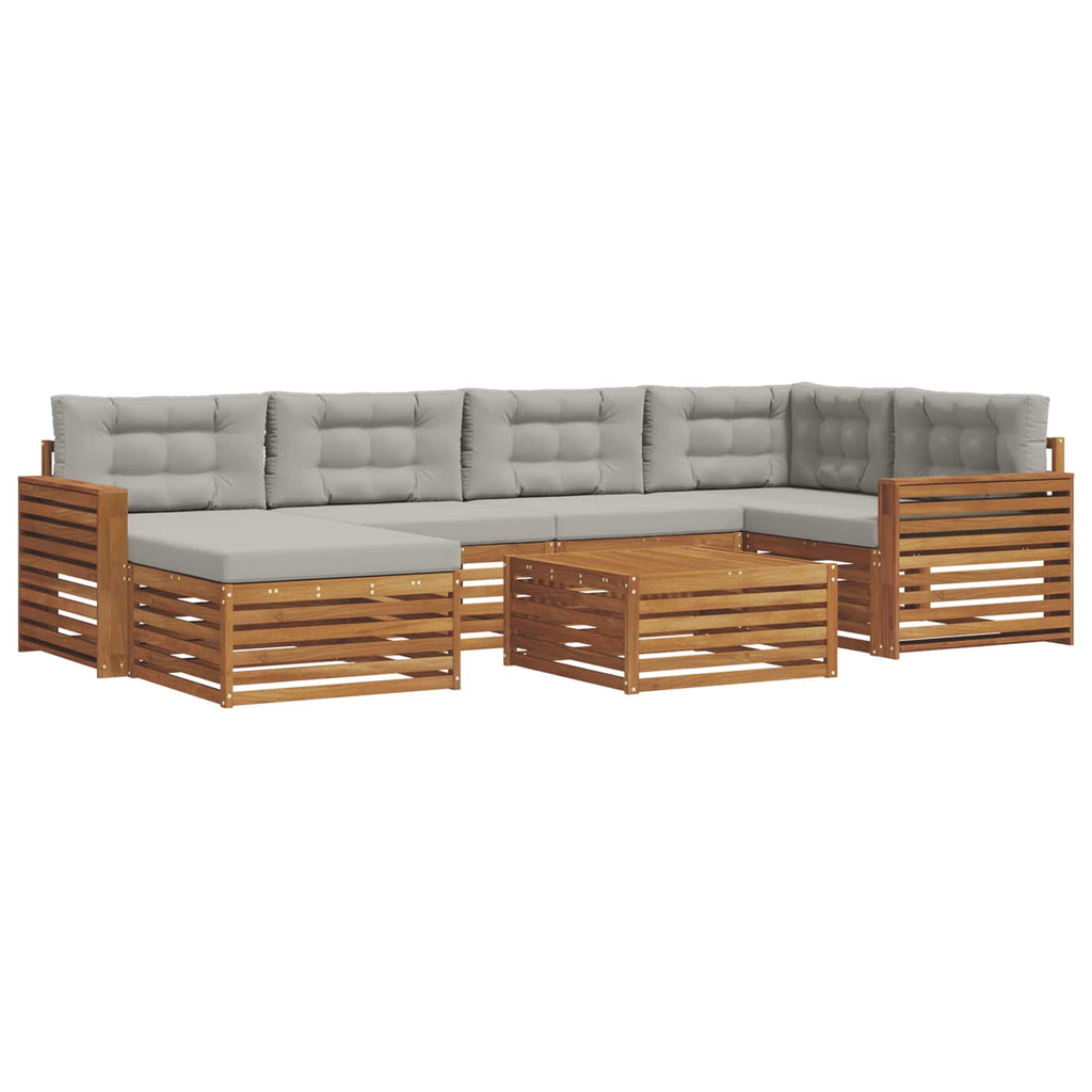 Outdoor-Sofagarnitur mit Kissen 7 pcs Natürlich und Hellgrau