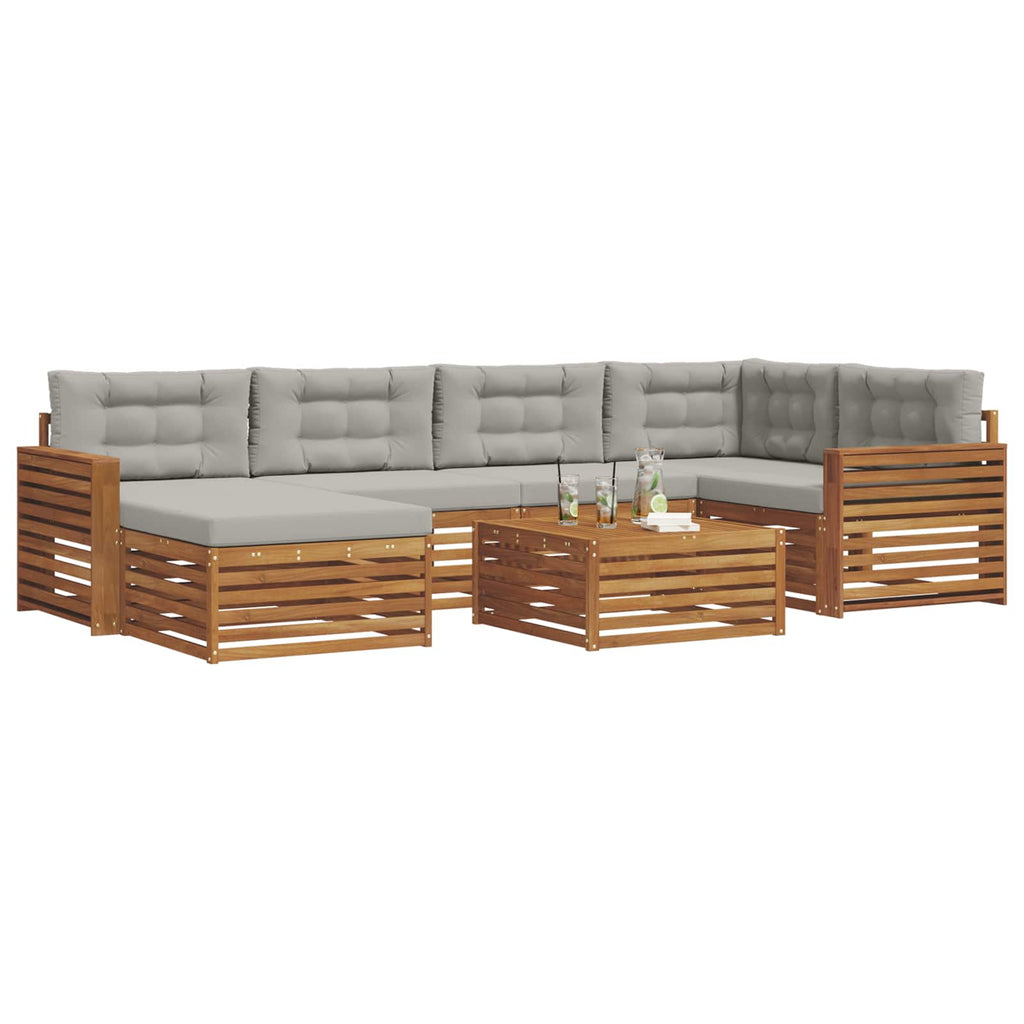 Outdoor-Sofagarnitur mit Kissen 7 pcs Natürlich und Hellgrau