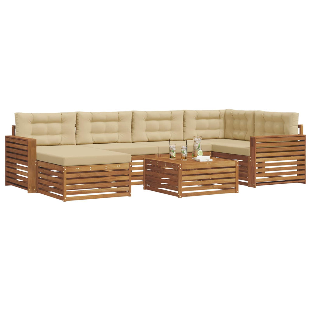 Outdoor-Sofagarnitur mit Kissen 7 pcs Natur und Beige