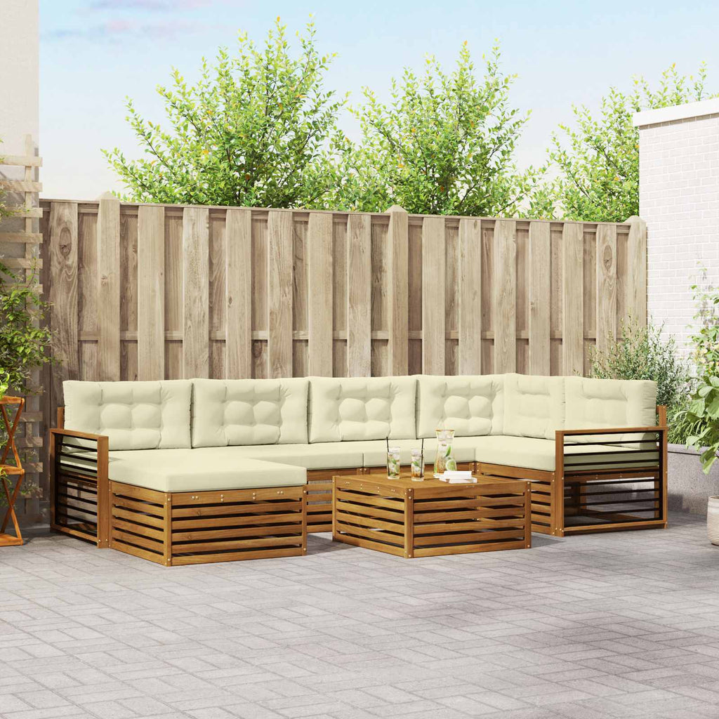 Outdoor-Sofagarnitur mit Kissen 7 pcs Natur und Creme