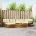 Outdoor-Sofagarnitur mit Kissen 7 pcs Natur und Creme