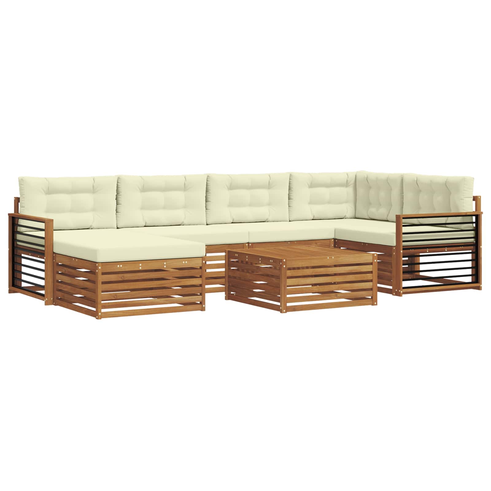 Outdoor-Sofagarnitur mit Kissen 7 pcs Natur und Creme