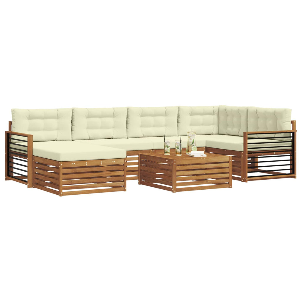 Outdoor-Sofagarnitur mit Kissen 7 pcs Natur und Creme