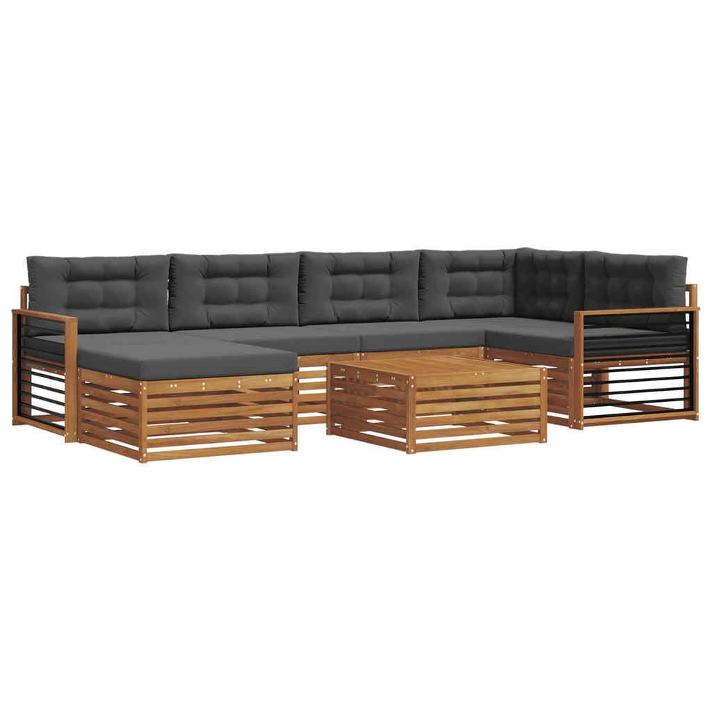 Outdoor-Sofagarnitur mit Kissen 7 pcs Natur und Anthrazit