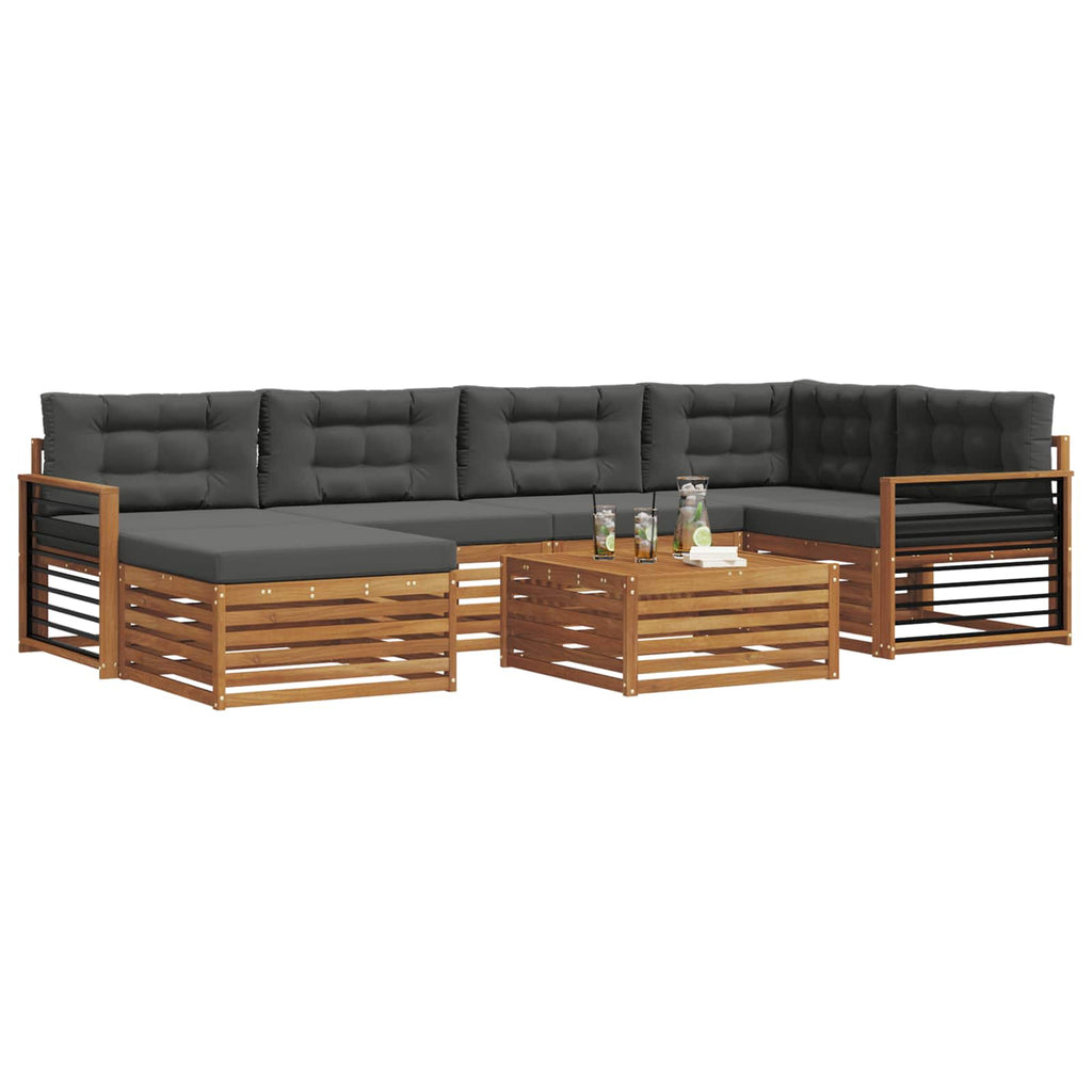 Outdoor-Sofagarnitur mit Kissen 7 pcs Natur und Anthrazit