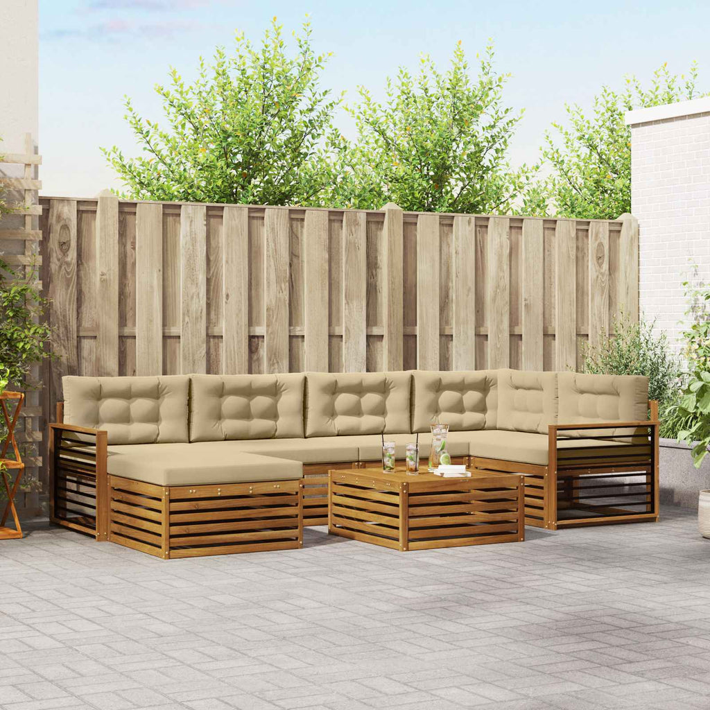 Outdoor-Sofagarnitur mit Kissen 7 pcs Natur und Beige