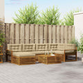 Outdoor-Sofagarnitur mit Kissen 7 pcs Natur und Beige