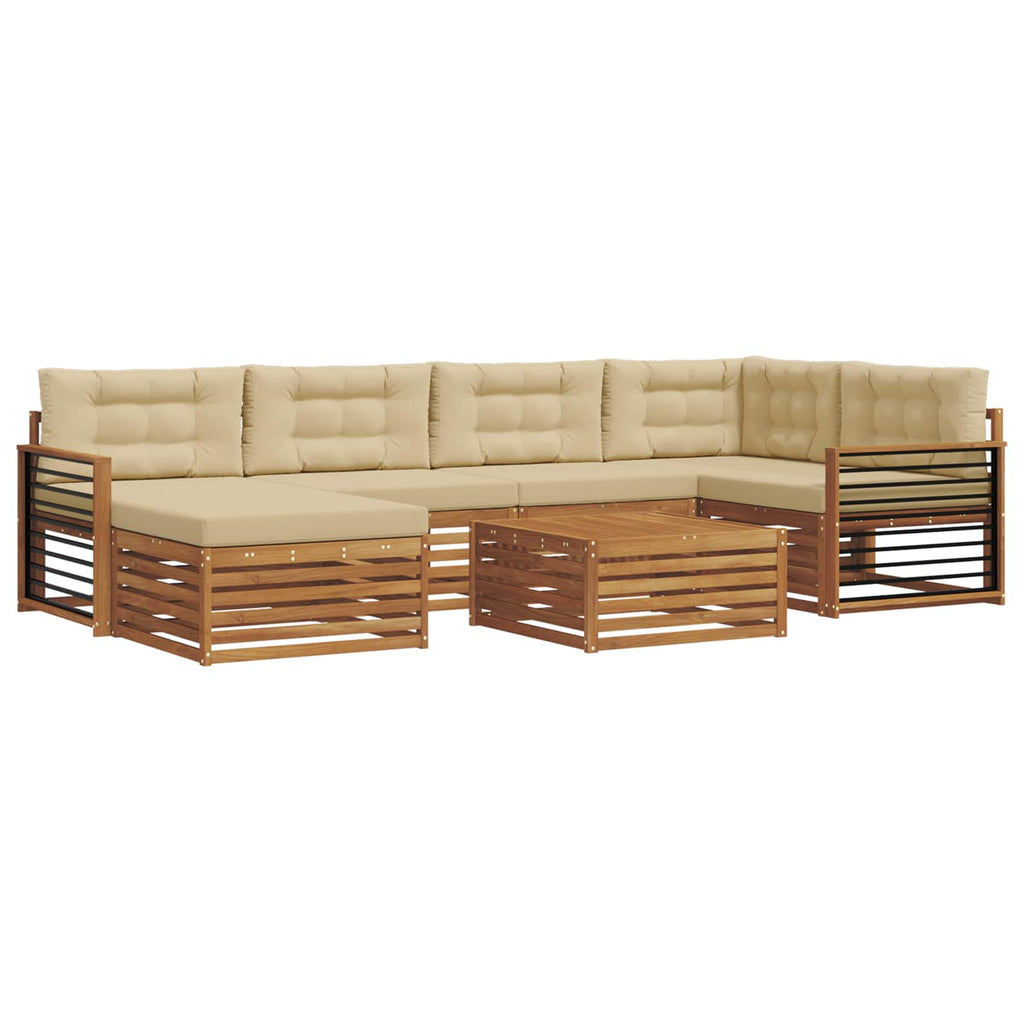 Outdoor-Sofagarnitur mit Kissen 7 pcs Natur und Beige