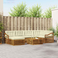 Outdoor-Sofagarnitur mit Kissen 7 pcs Natur und Creme