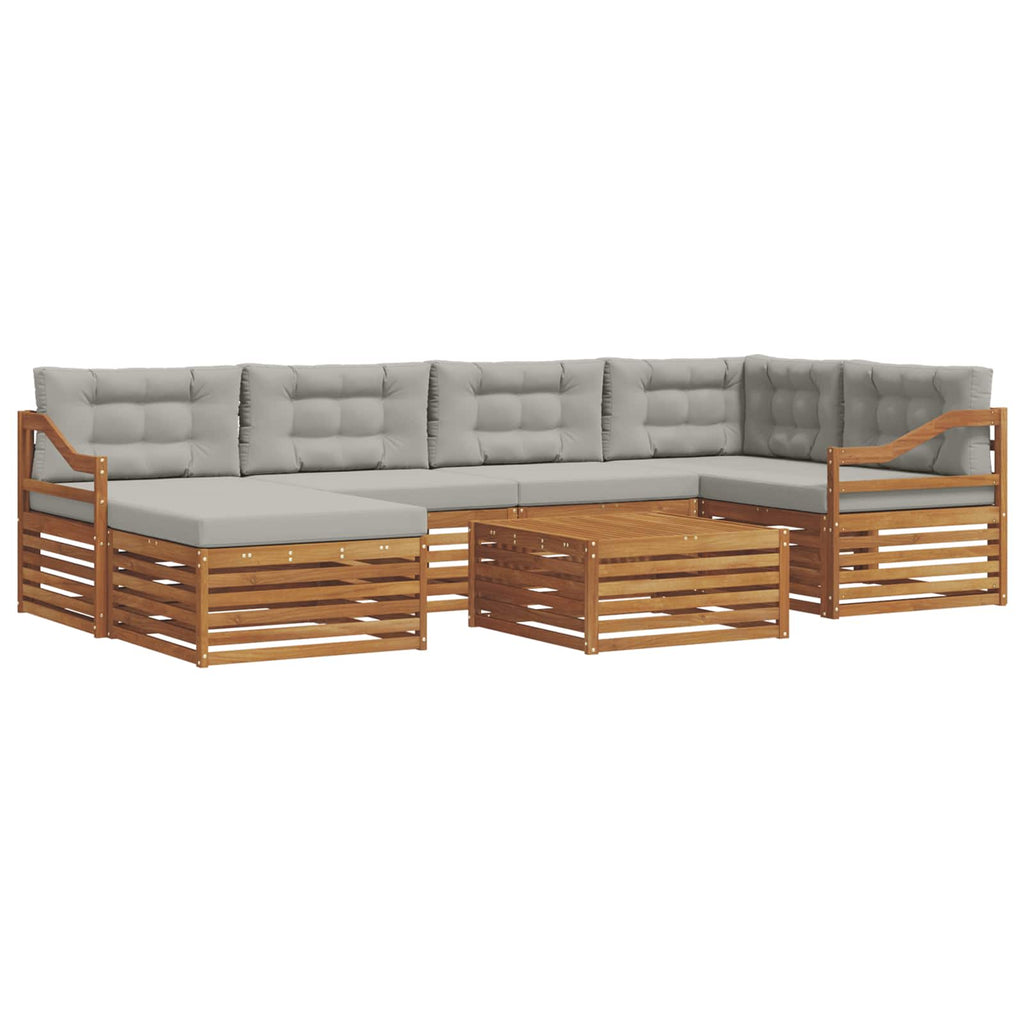 Outdoor-Sofagarnitur mit Kissen 7 pcs Natürlich und Hellgrau