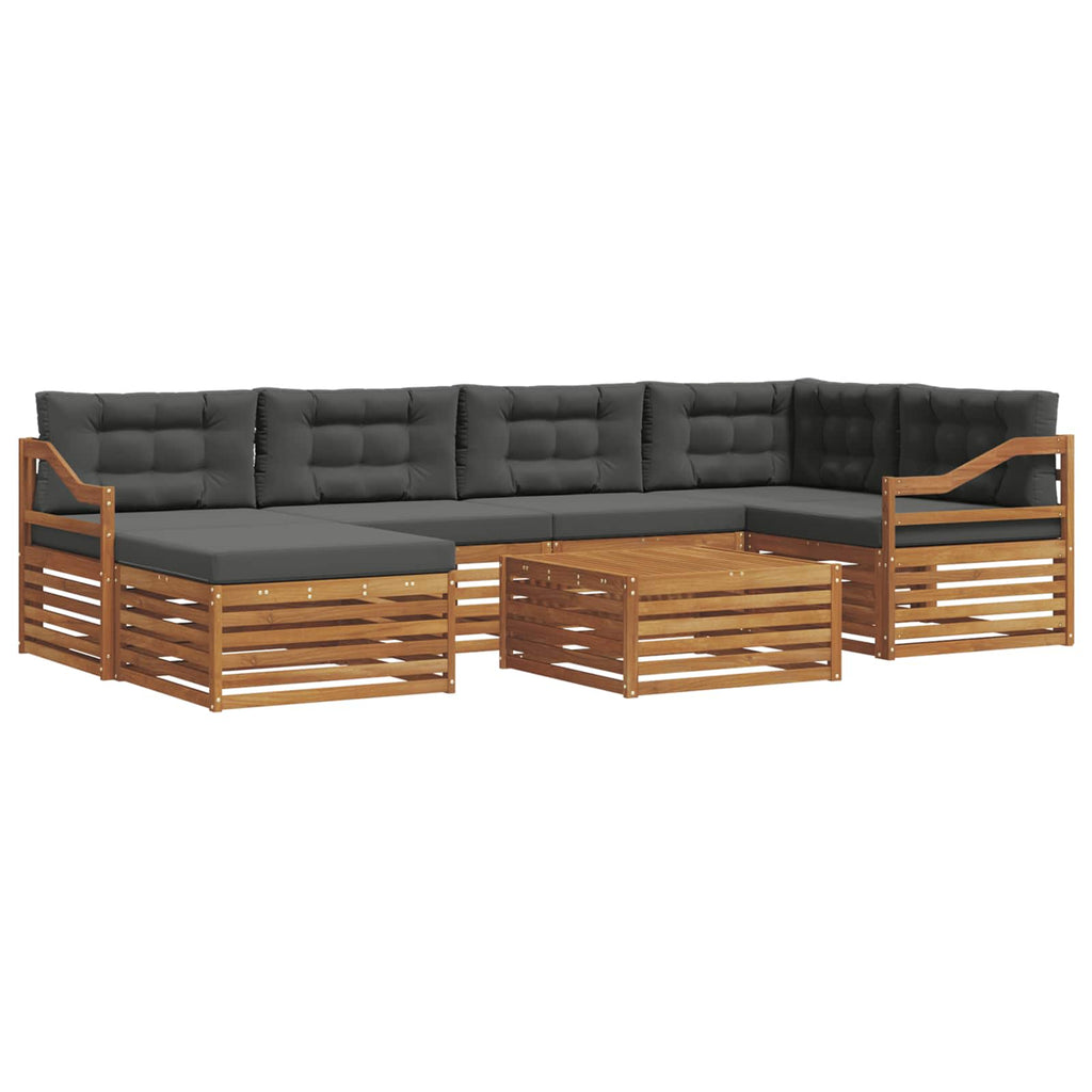 Outdoor-Sofagarnitur mit Kissen 7 pcs Natur und Anthrazit