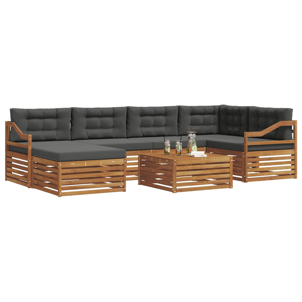 Outdoor-Sofagarnitur mit Kissen 7 pcs Natur und Anthrazit