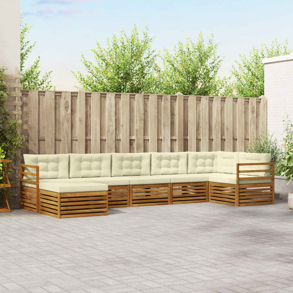 Outdoor-Sofagarnitur mit Kissen 7 pcs Natur und Creme