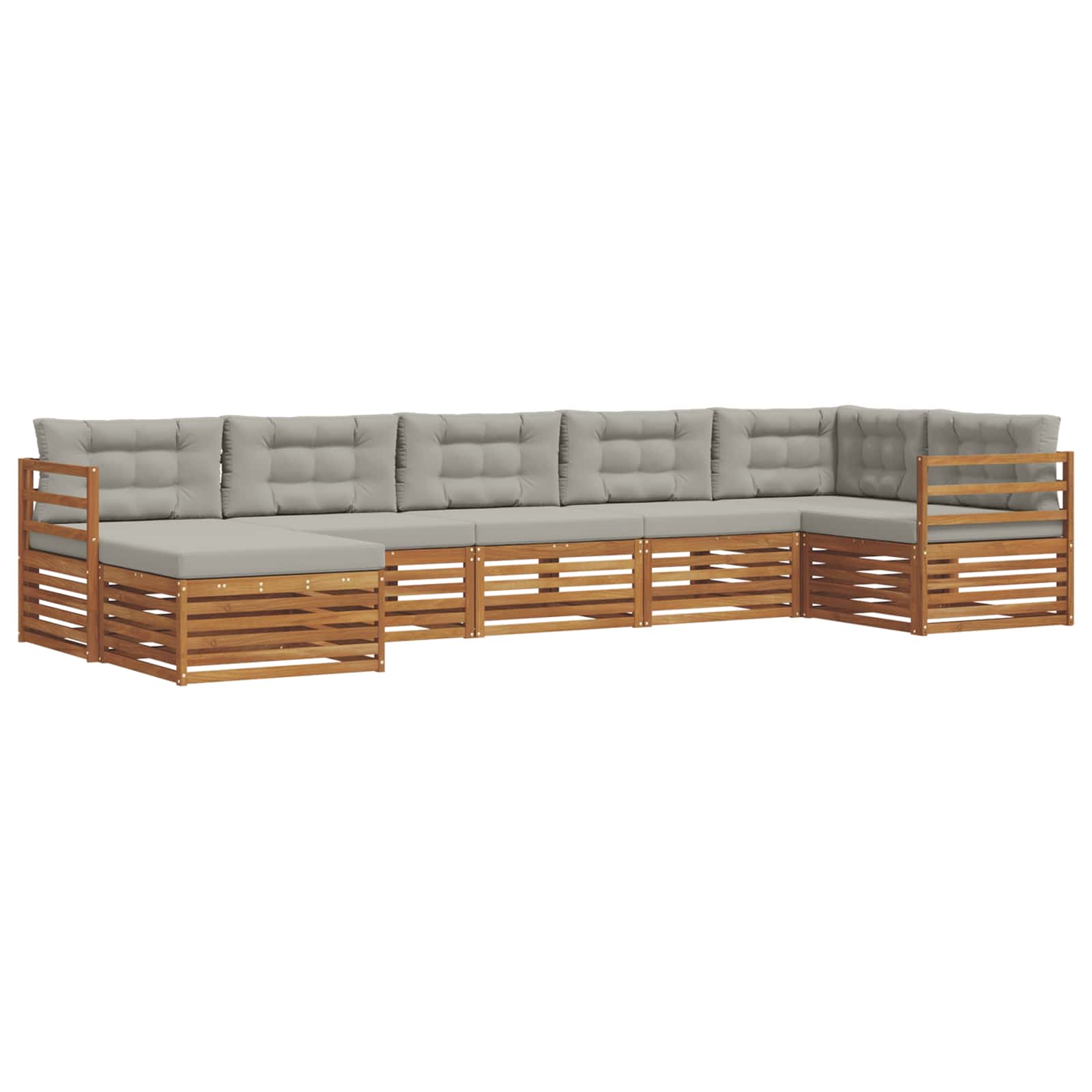 Outdoor-Sofagarnitur mit Kissen 7 pcs Natürlich und Hellgrau