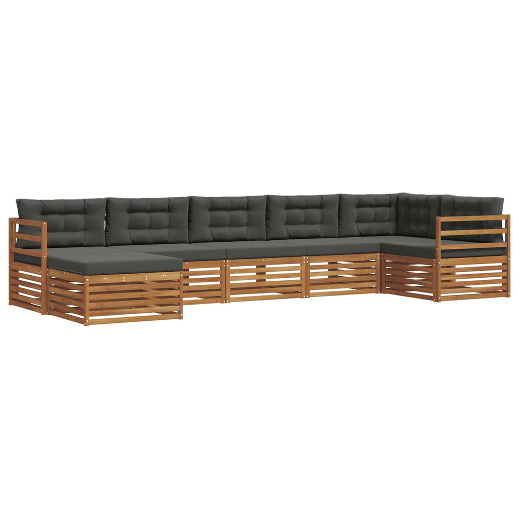 Outdoor-Sofagarnitur mit Kissen 7 pcs Natur und Anthrazit