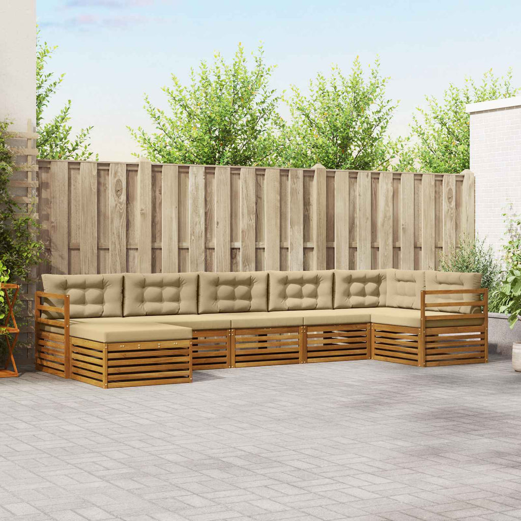 Outdoor-Sofagarnitur mit Kissen 7 pcs Natur und Beige