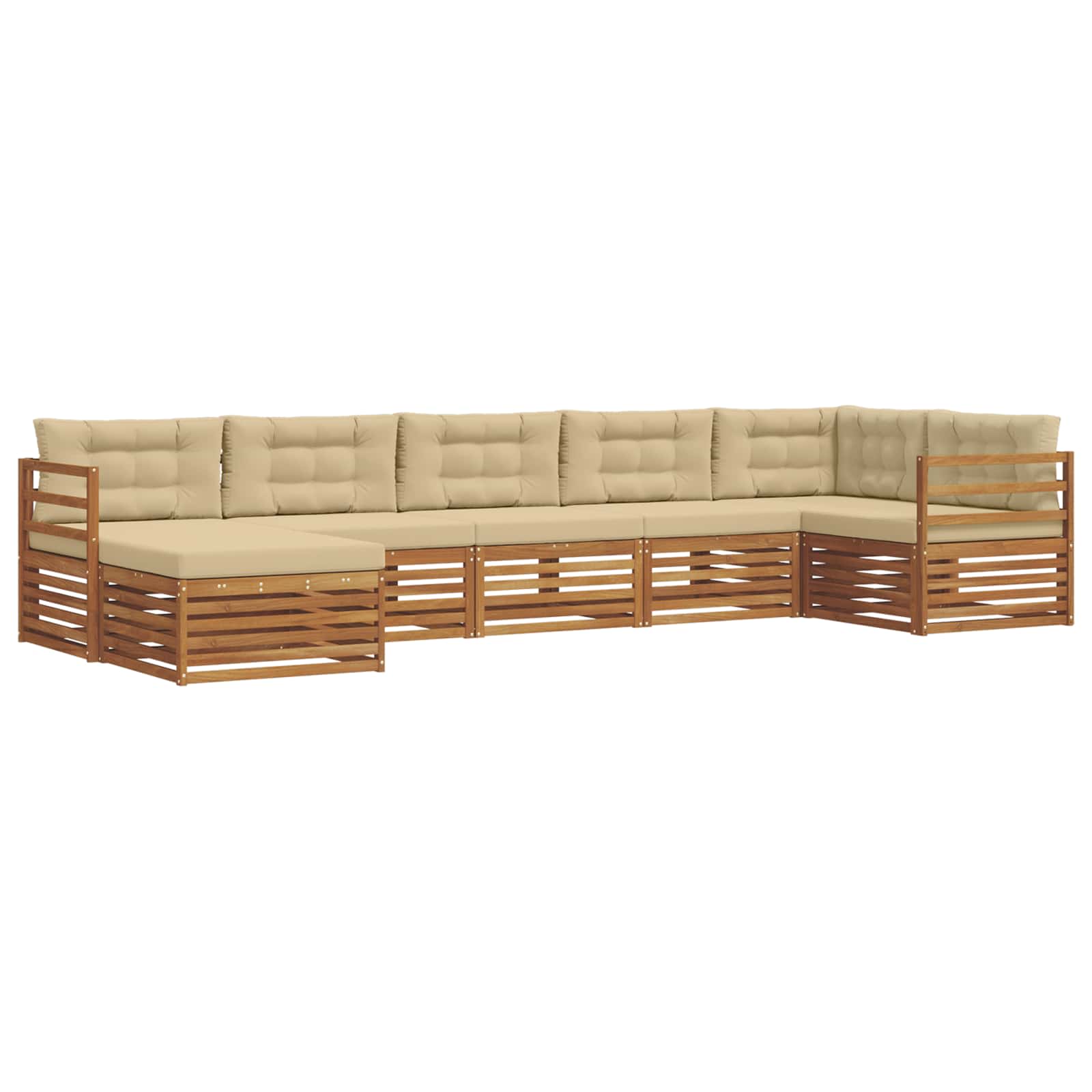 Outdoor-Sofagarnitur mit Kissen 7 pcs Natur und Beige