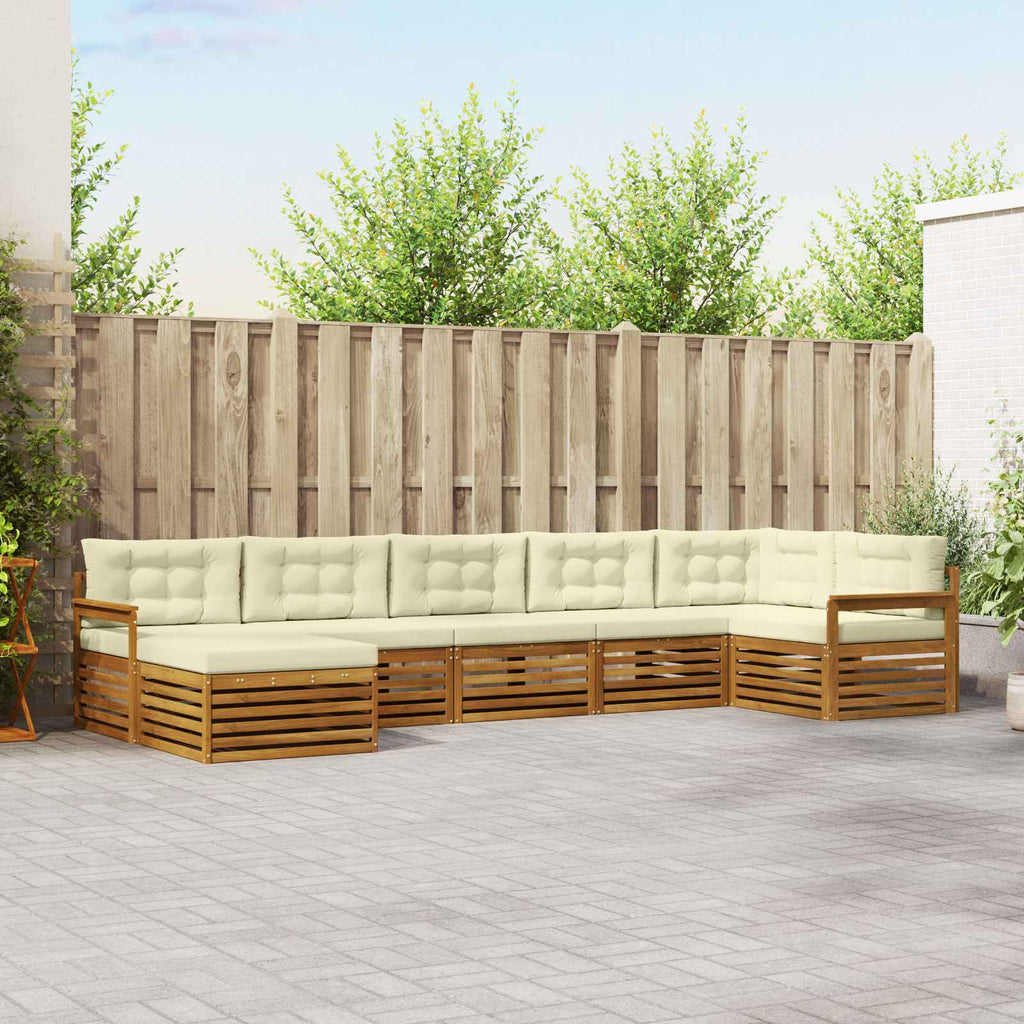 Outdoor-Sofagarnitur mit Kissen 7 pcs Natur und Creme