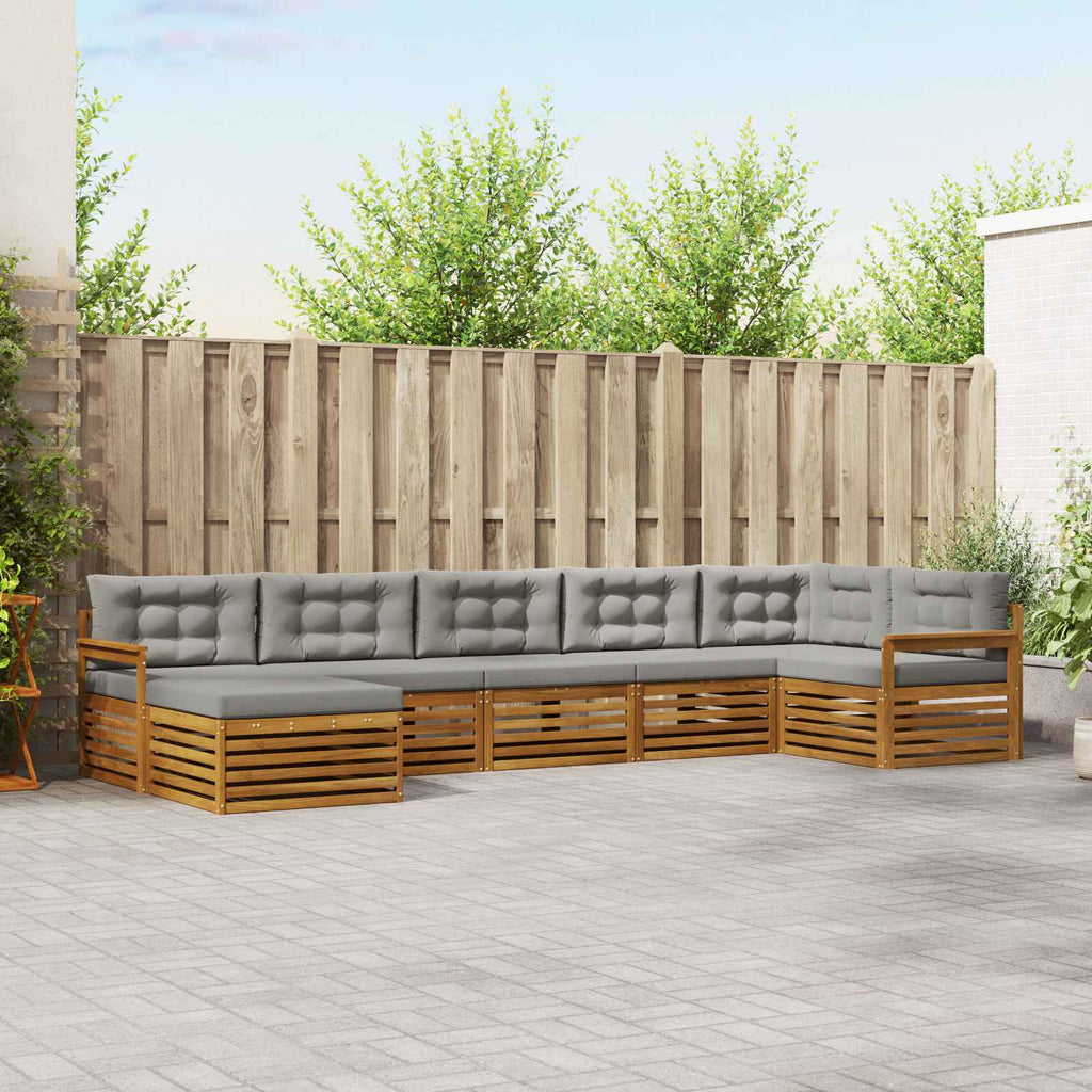 Outdoor-Sofagarnitur mit Kissen 7 pcs Natürlich und Hellgrau