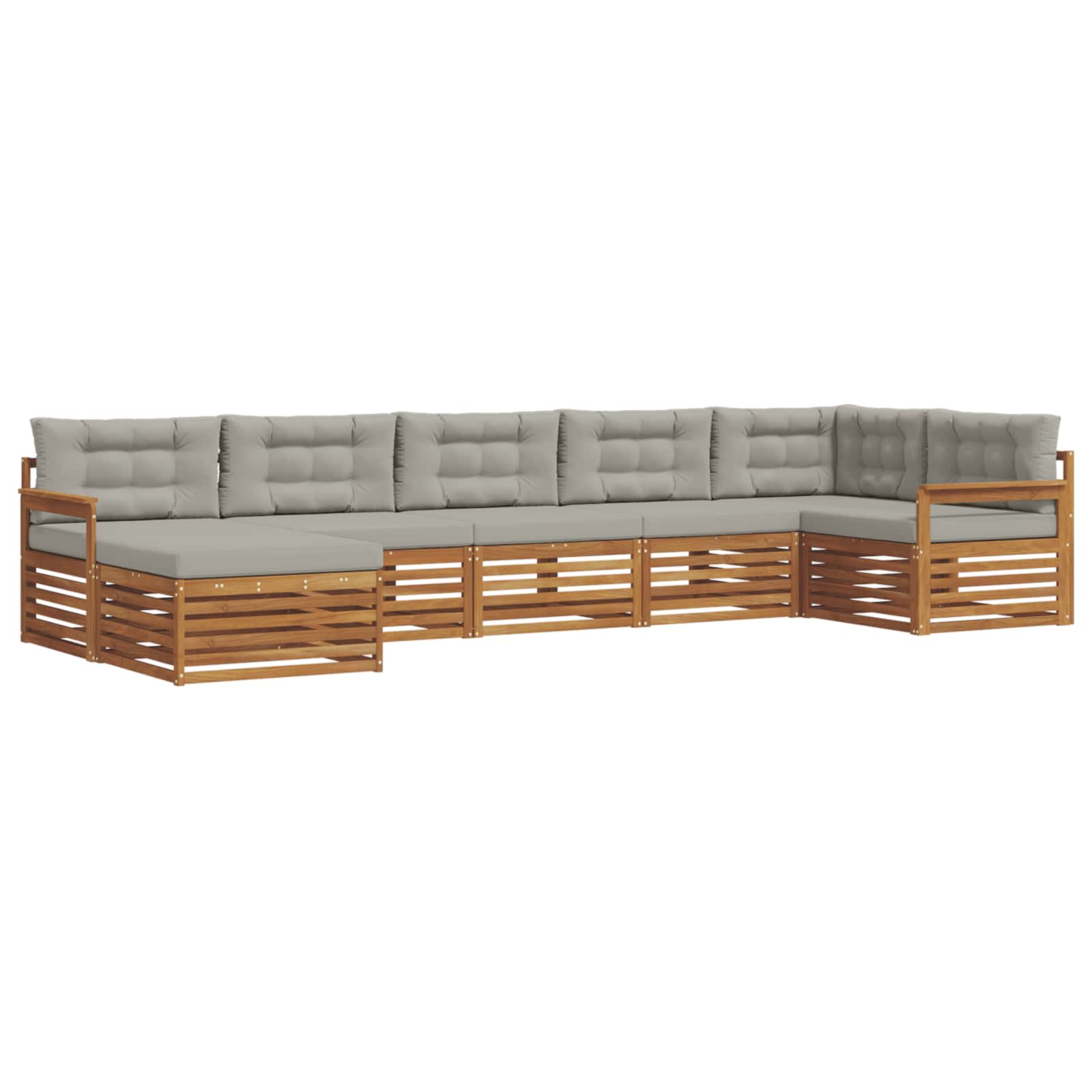 Outdoor-Sofagarnitur mit Kissen 7 pcs Natürlich und Hellgrau