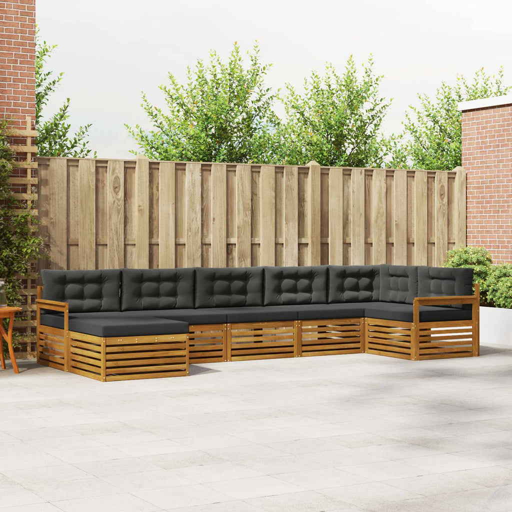 Outdoor-Sofagarnitur mit Kissen 7 pcs Natur und Anthrazit