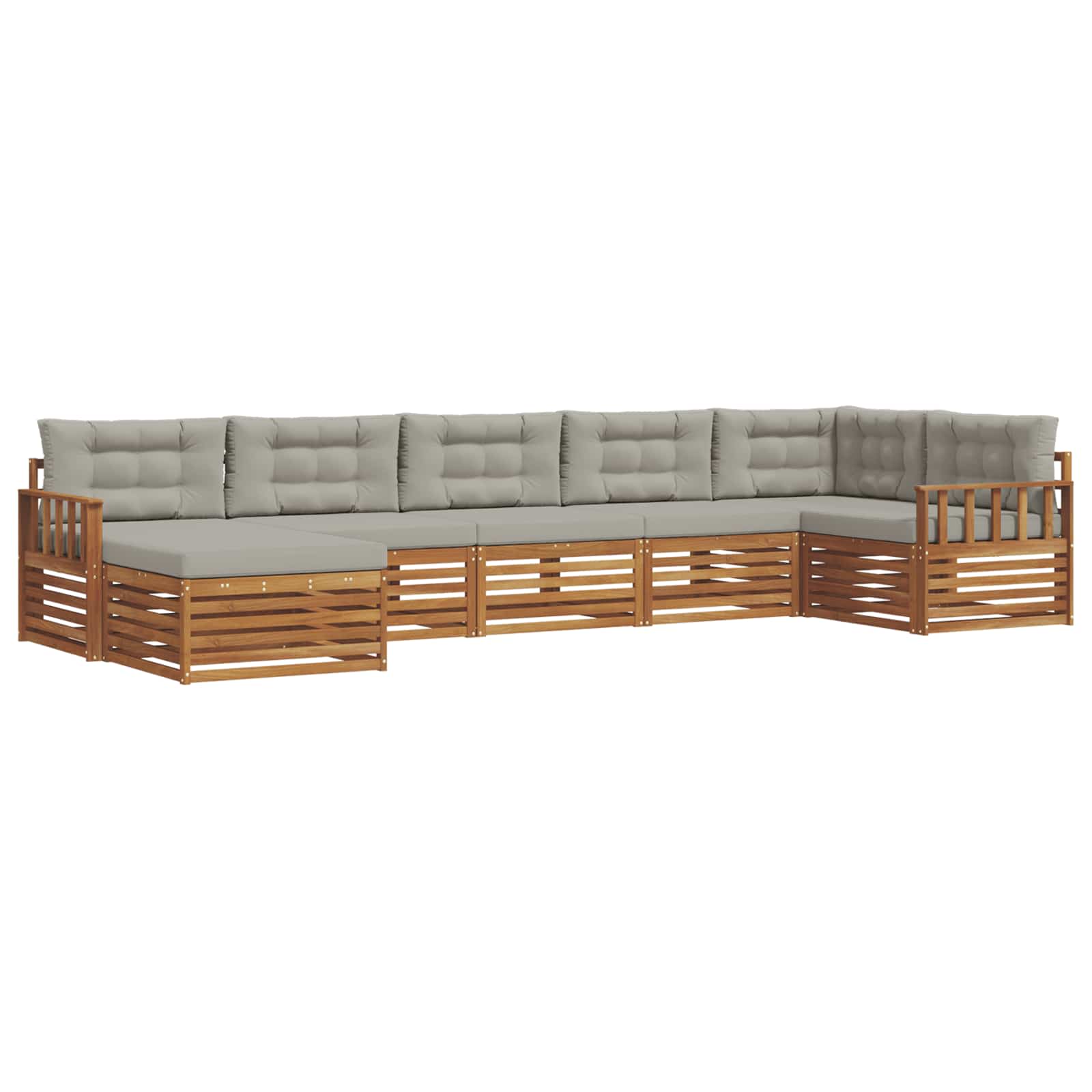 Outdoor-Sofagarnitur mit Kissen 7 pcs Natürlich und Hellgrau