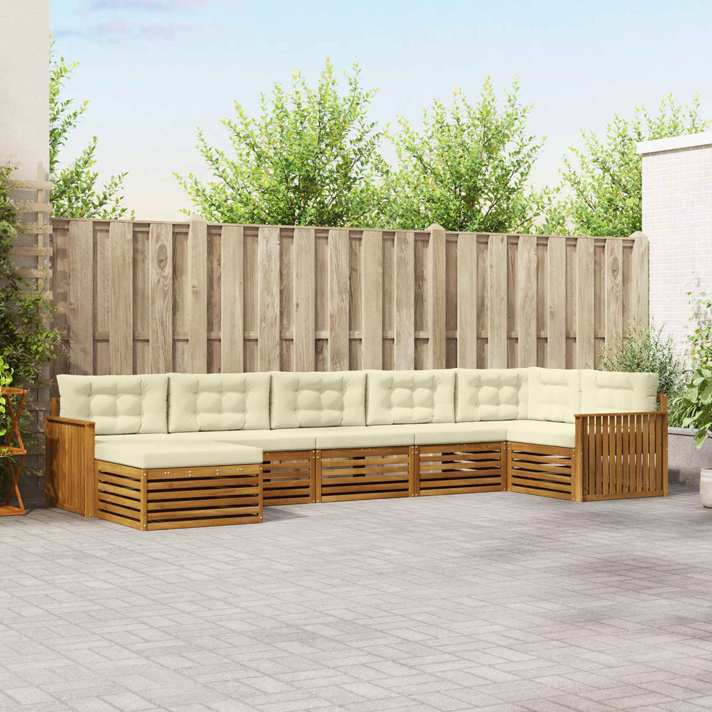 Outdoor-Sofagarnitur mit Kissen 7 pcs Natur und Creme