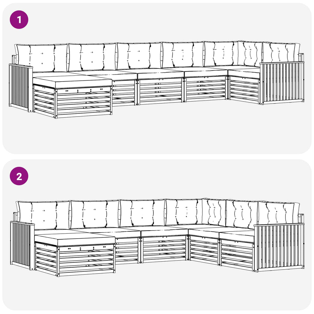Outdoor-Sofagarnitur mit Kissen 7 pcs Natürlich und Hellgrau