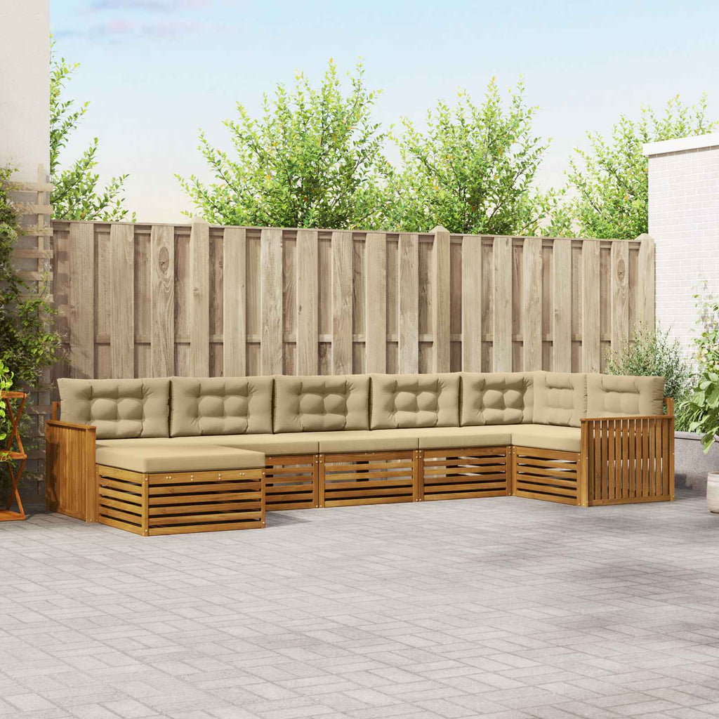 Outdoor-Sofagarnitur mit Kissen 7 pcs Natur und Beige