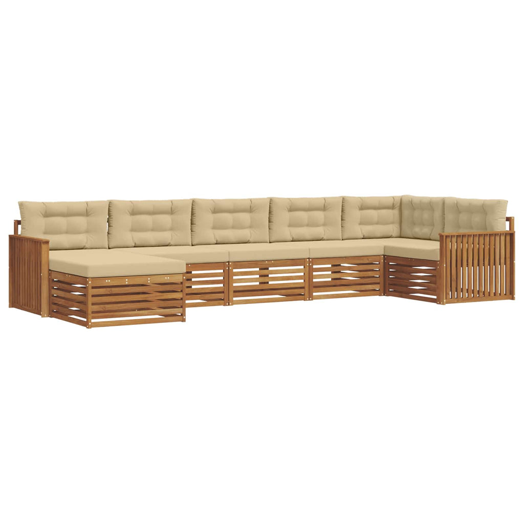 Outdoor-Sofagarnitur mit Kissen 7 pcs Natur und Beige